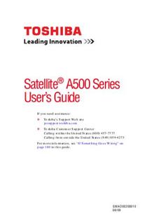 Toshiba Satellite A500 Series manual. Camera Instructions.